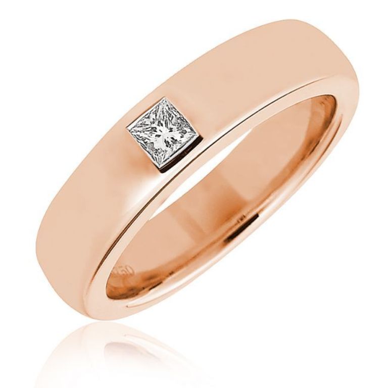 princess-cut-diamond-wedding-ring-in-pink-gold Top 60 Stunning & Marvelous Rose Gold Wedding Bands