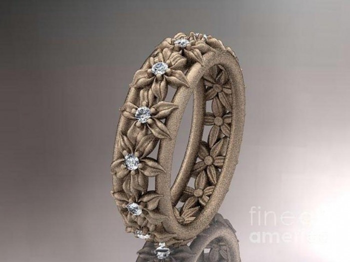 rose-gold-diamond-flower-wedding-ring-engagement-ring-wedding-band-adlr163-anjaysdesigns-com Top 60 Stunning & Marvelous Rose Gold Wedding Bands