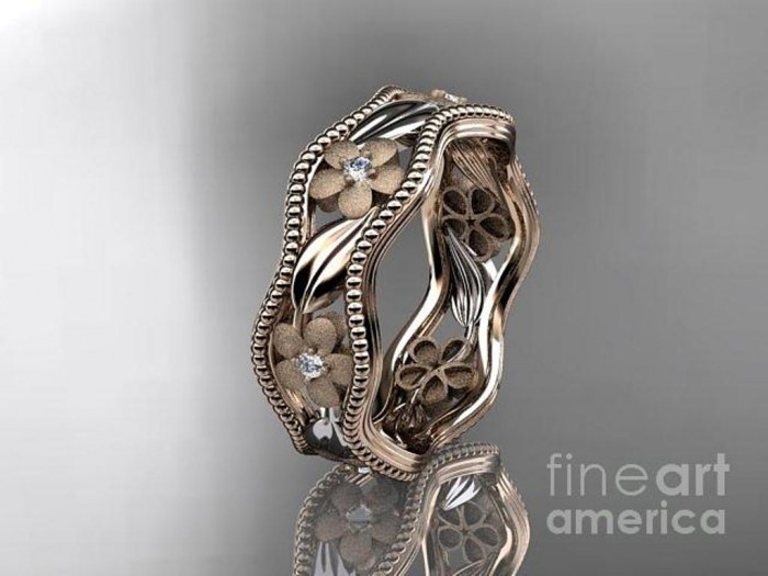 Top 60 Stunning & Marvelous Rose Gold Wedding Bands 16 rose-gold-diamond-flower-wedding-ring-engagement-ring-wedding-band-adlr191-anjaysdesigns-com