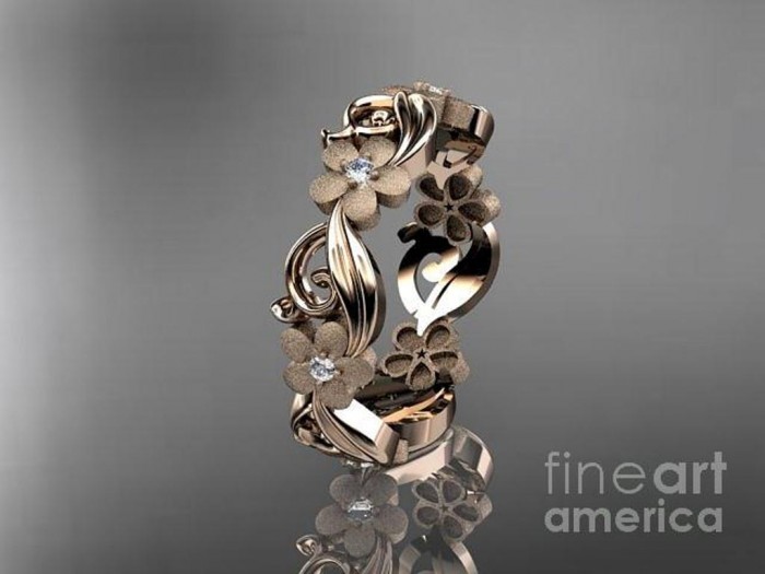 Top 60 Stunning & Marvelous Rose Gold Wedding Bands 23 -rose-gold-diamond-flower-wedding-ring-engagement-ring-wedding-band-adlr191-anjaysdesigns-com