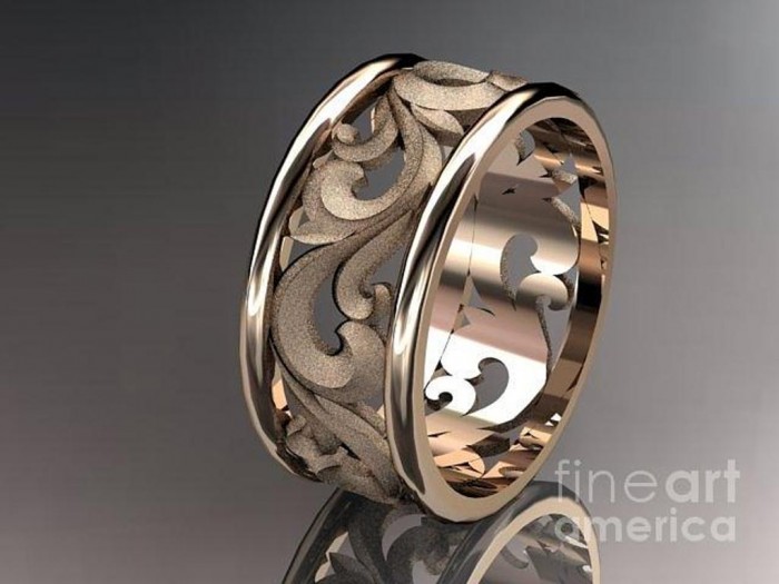 Top 60 Stunning & Marvelous Rose Gold Wedding Bands 4 rose-gold-diamond-leaf-and-vine-wedding-ring-engagement-ring-wedding-band-adlr-121-anjaysdesigns-com