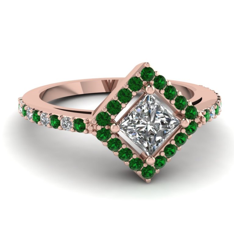 rose-gold-princess-white-diamond-engagement-wedding-ring-green-emerald-in-pave-set-FDENR8802PRRGEMGR-NL-RG