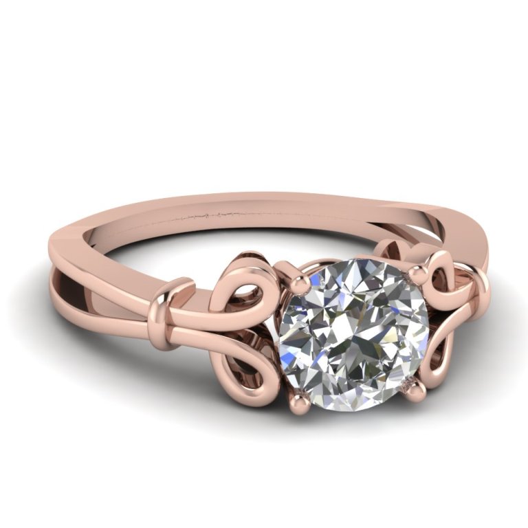 rose-gold-round-white-diamond-engagement-wedding-ring-in-prong-set-FDENR9173ROR-NL-RG Top 70 Dazzling & Breathtaking Rose Gold Engagement Rings