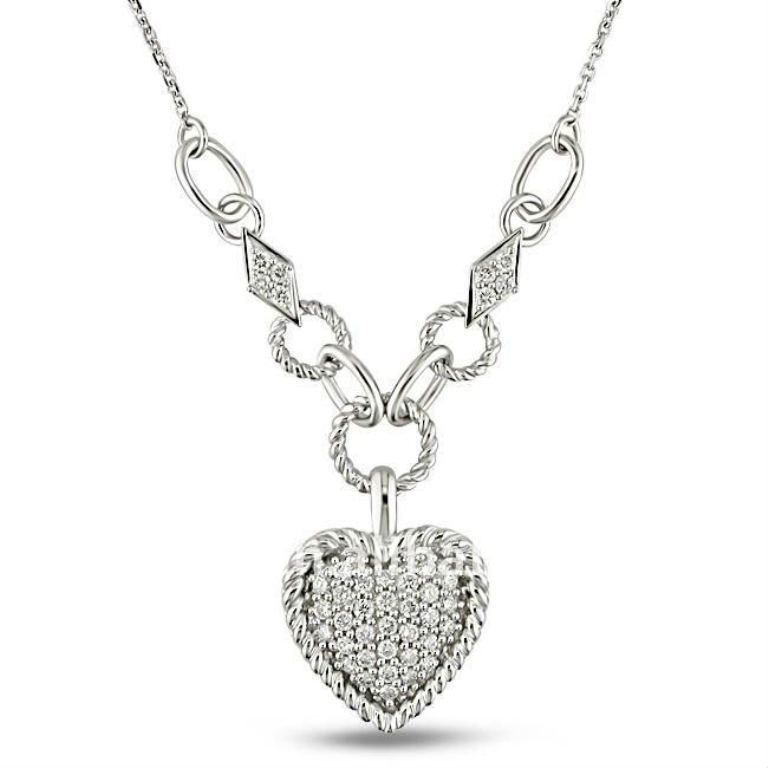 shiny_silver_diamond_heart_costume_pendant_necklaces_jewelry 50 Unique Diamond Necklaces & Pendants