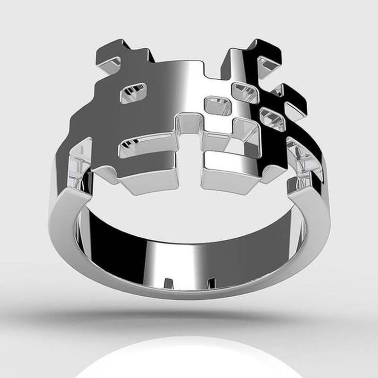 space-invaders-ring 40 Unique & Unusual Wedding Rings for Him & Her