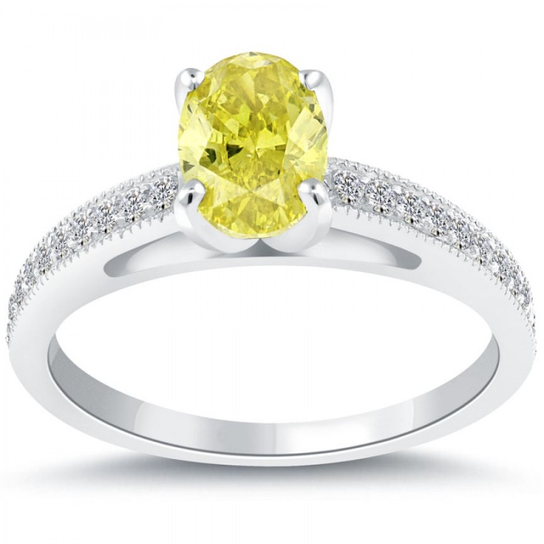 yellow-oval-cut-diamond-ring 60 Magnificent & Breathtaking Colored Stone Engagement Rings