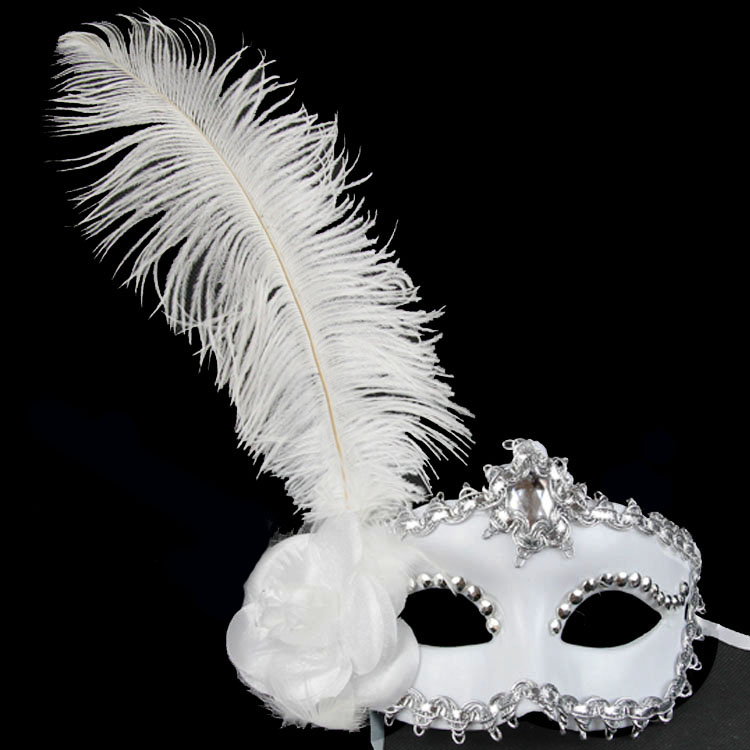 Masquerade-feather-font-b-plastic-b-font-princess-font-b-mask-b-font-white-ostrich-wool 89+ Most Stylish Masquerade Masks in 2020