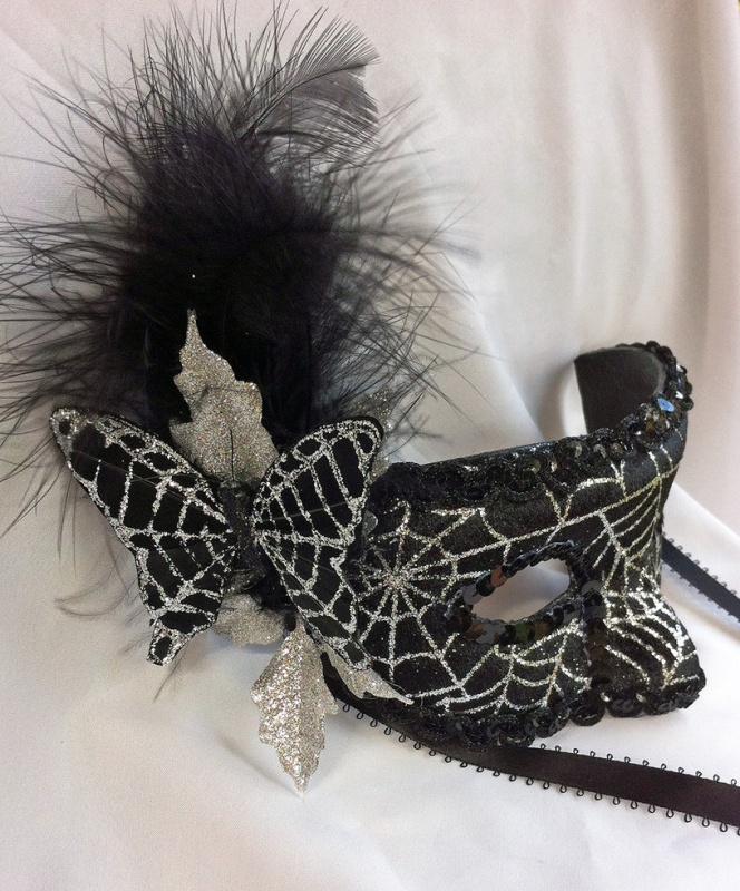 black_masquerade_mask_with_silver_web_material_by_daragallery-d6pcke9 89+ Most Stylish Masquerade Masks in 2020