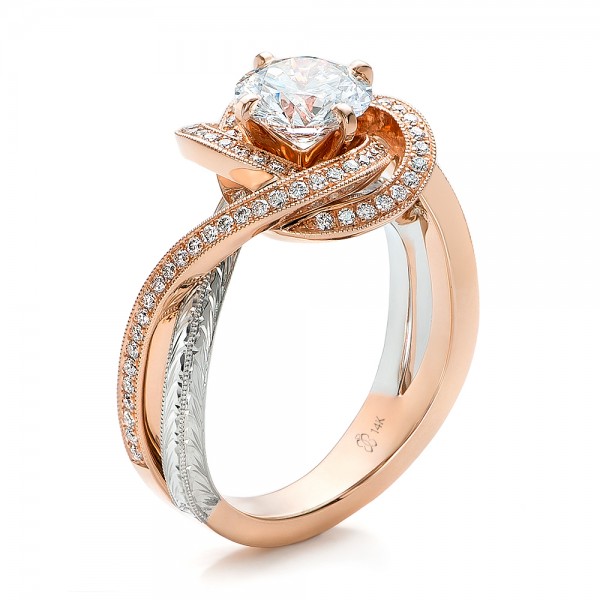 Custom-Rose-Gold-and-Platinum-Diamond-Engagement-Ring-3Qtr-100822 30 Elegant Design Of Engagement Rings In Rose Gold