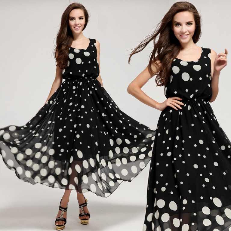 Top 10 Fabulous & Stunning Fashion Trends 16 Women-2014-Summer-Fashion-Elegant-Brief-Black-and-White-Dot-Sleeveless-O-neck-Plus-Size-Tank