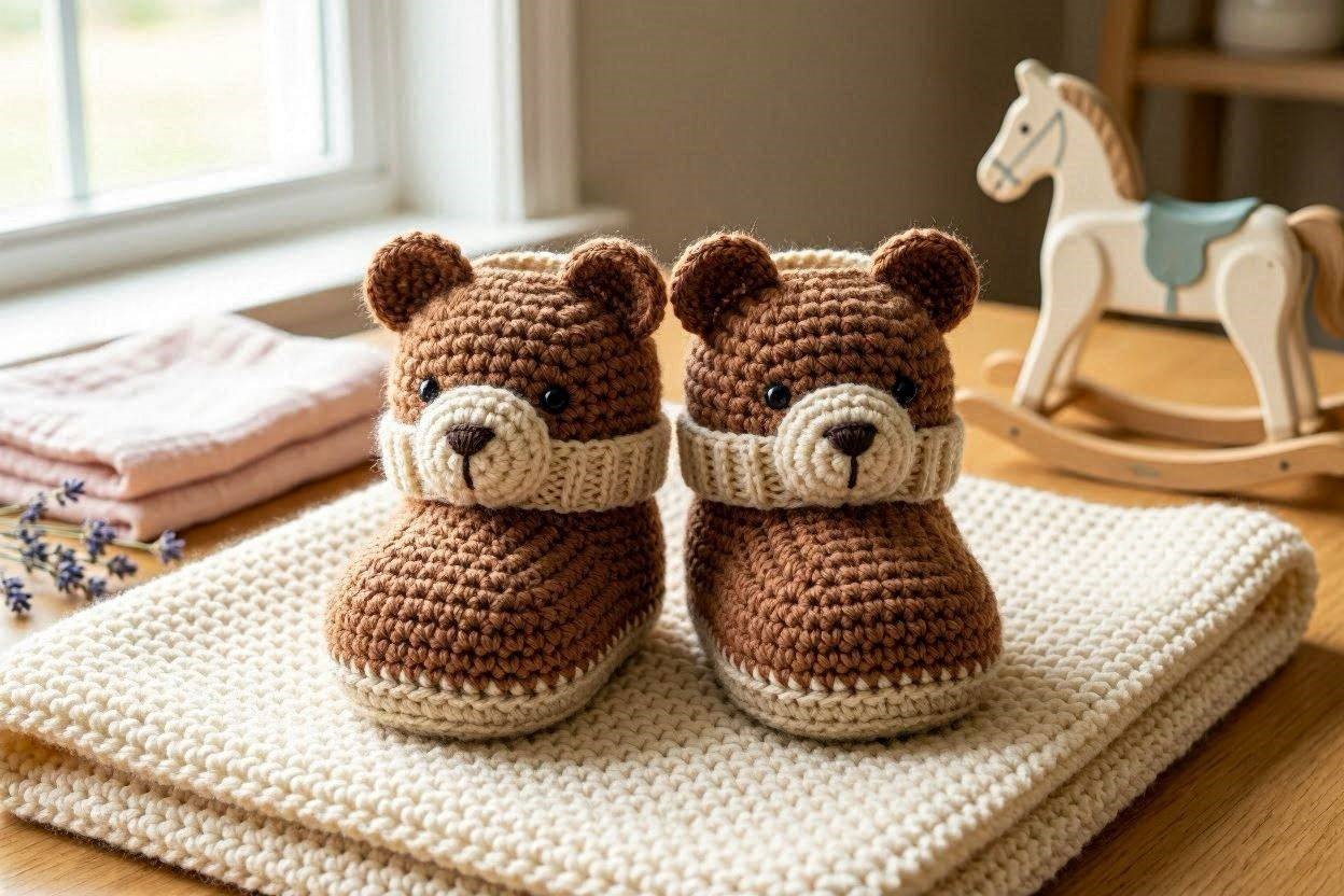 16 Awesome & Fabulous Collection of Crochet Slippers for Newborn Babies 6 Bear Crochet Baby Booties 16 Awesome & Fabulous Collection of Crochet Slippers for Newborn Babies - 6