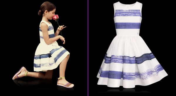 Blue-Striped-Printed-Basketweave-Linen-Dress-as-baby-Dior-Collection-for-Spring-Summer 49+ Stylish Baby Dior Cloth Trends in 2022