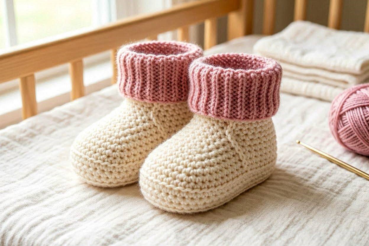 16 Awesome & Fabulous Collection of Crochet Slippers for Newborn Babies 18 Cuffed Crochet Newborn Booties 16 Awesome & Fabulous Collection of Crochet Slippers for Newborn Babies - 18