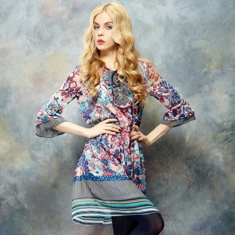 -ELF-SACK-brand-teenage-girls-casual-flower-print-dresses-new-fashion-2014-winter-for-new