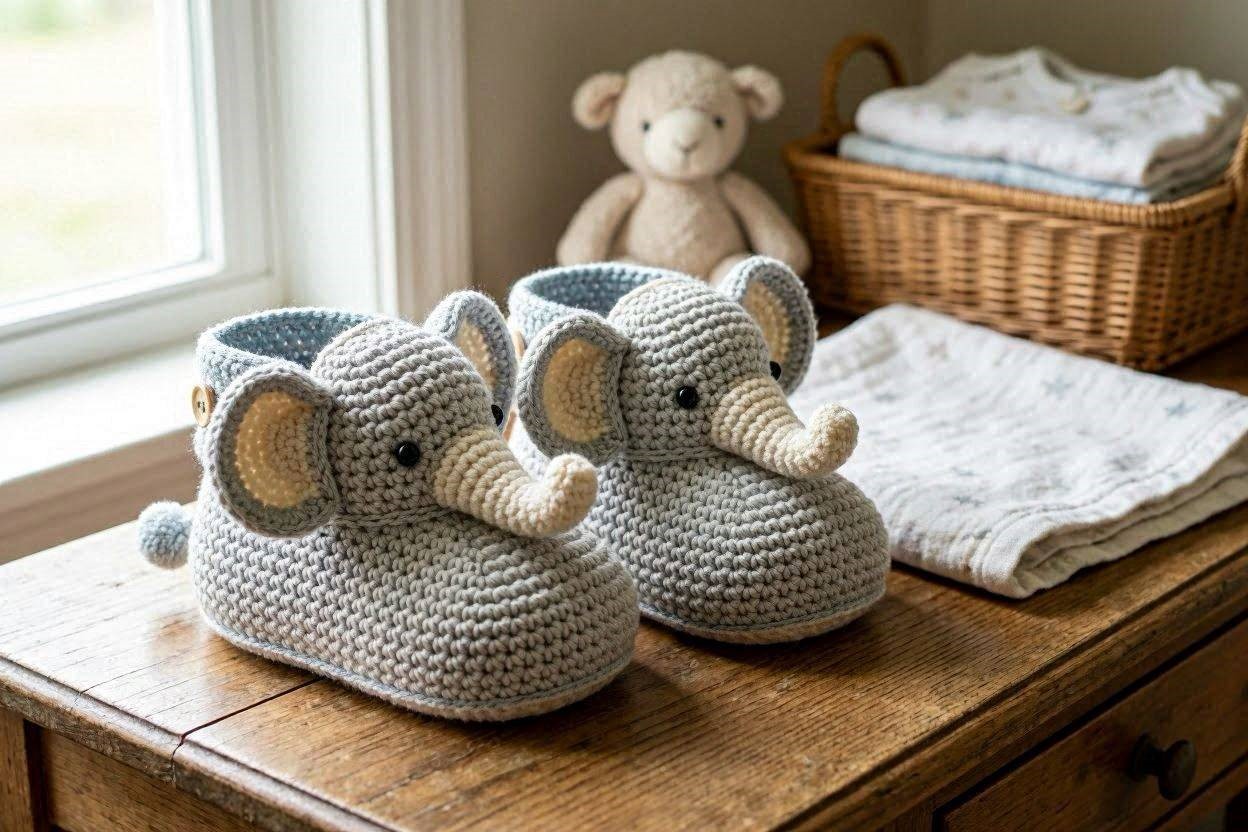 16 Awesome & Fabulous Collection of Crochet Slippers for Newborn Babies 7 Elephant Crochet Baby Slippers 16 Awesome & Fabulous Collection of Crochet Slippers for Newborn Babies - 7