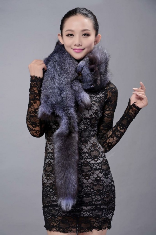 Fox-fur-scarf-fashion-women-man-Whole-fox-fur-shawl-winter-warm-tippet-neck-wrap-Silverblue-l5