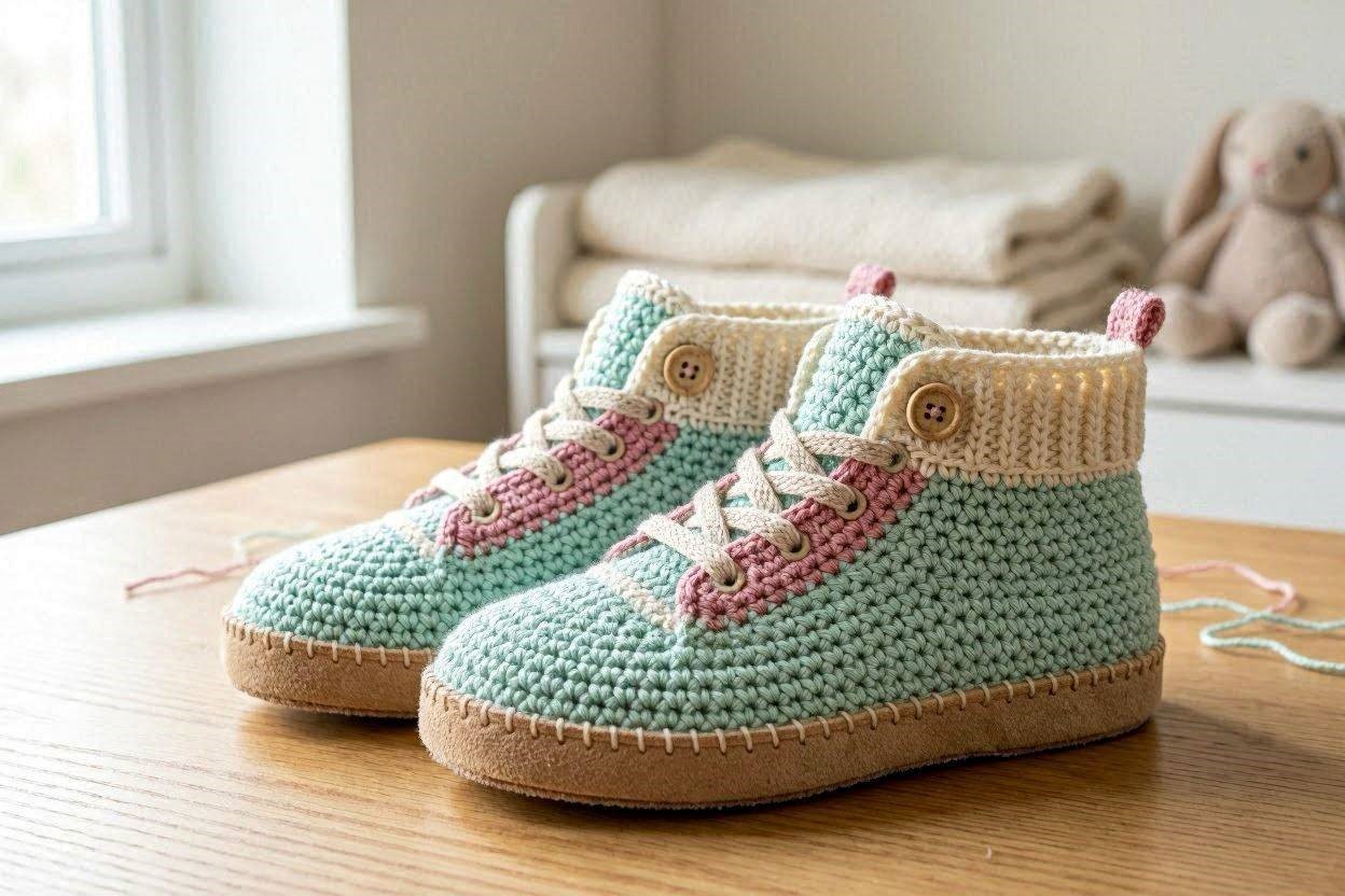 16 Awesome & Fabulous Collection of Crochet Slippers for Newborn Babies 10 High Top Crochet Baby Sneakers 16 Awesome & Fabulous Collection of Crochet Slippers for Newborn Babies - 10