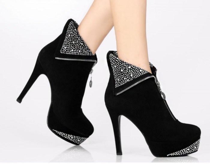 High-heeled ankle boots