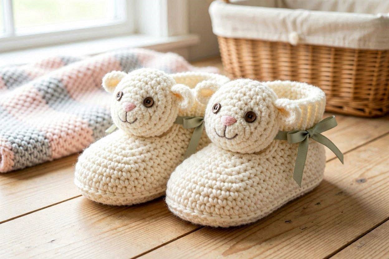 16 Awesome & Fabulous Collection of Crochet Slippers for Newborn Babies 13 Lamb Crochet Baby Slippers 16 Awesome & Fabulous Collection of Crochet Slippers for Newborn Babies - 13