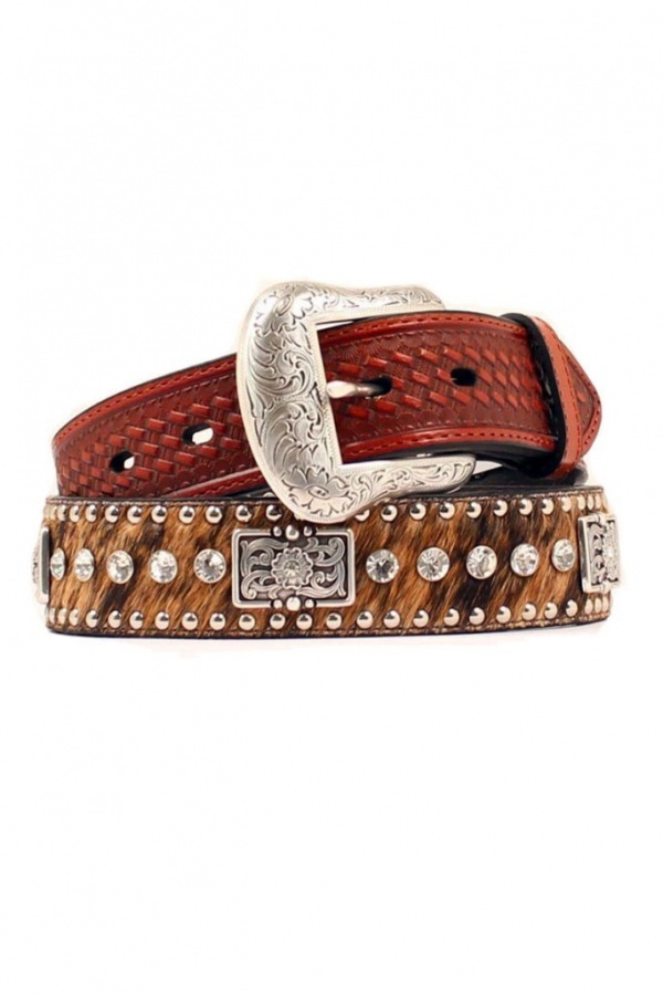 20+ Stylish Belt Trend Ideas for Fall & Winter 9 Nocona_Brown_Crystals_Square_Concho_HairOn_Western_Belt_N2442302