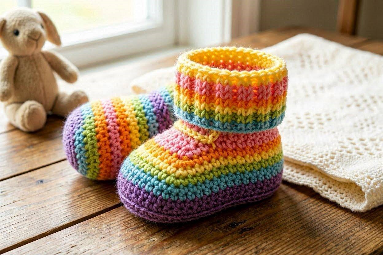 16 Awesome & Fabulous Collection of Crochet Slippers for Newborn Babies 19 Rainbow Crochet Baby Booties 16 Awesome & Fabulous Collection of Crochet Slippers for Newborn Babies - 19