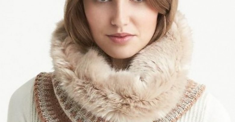 banana republic fair isle faux fur neckwarmer mojave beige 15 10 Elegant Scarf Trend Forecast for Fall & Winter - 1