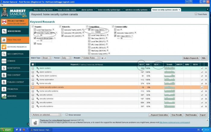 Generate More Traffic & Rank #1 with Market Samurai 7 market-samurai-screenshot5