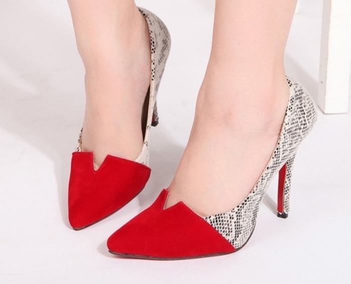 2013-personalized-fashion-serpentine-pattern-color-block-pointed-toe-shoes-red-bottoms-sole-woman-pumps-size Top 20 Fashion Trends that Men Hate