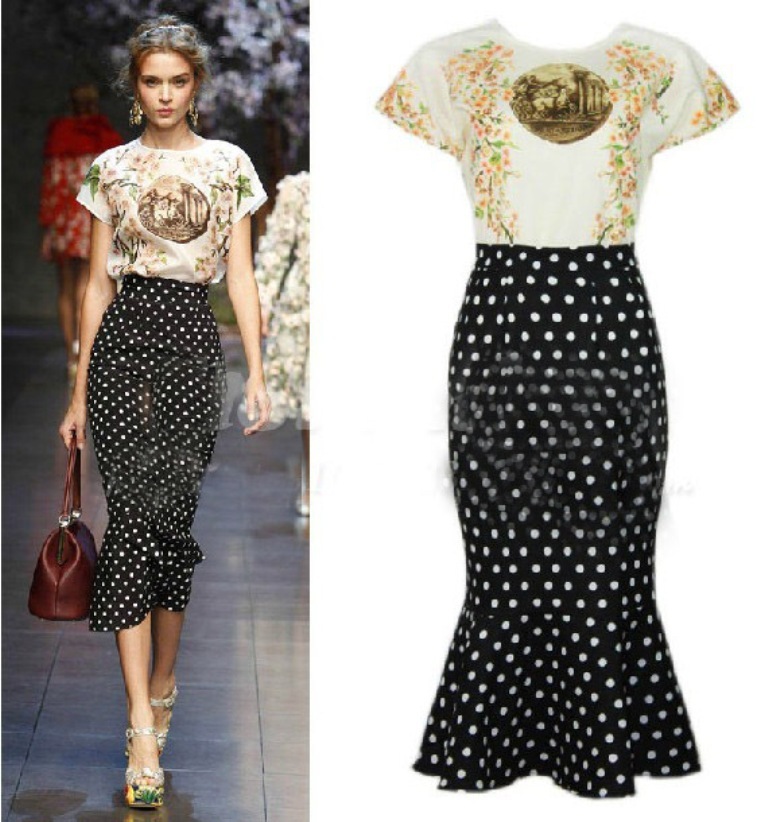 Top 12 Hottest Women's Color Trends Coming 5 2014-Spring-Runway-Fashion-Women-s-Retro-National-Trend-Tribal-Printed-Short-Sleeves-TOP-Classic-Polka