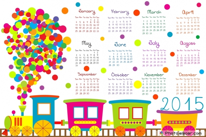 Best 15 Printable Calendar Templates 14 2015-Calendar-for-kids-with-cartoon-train