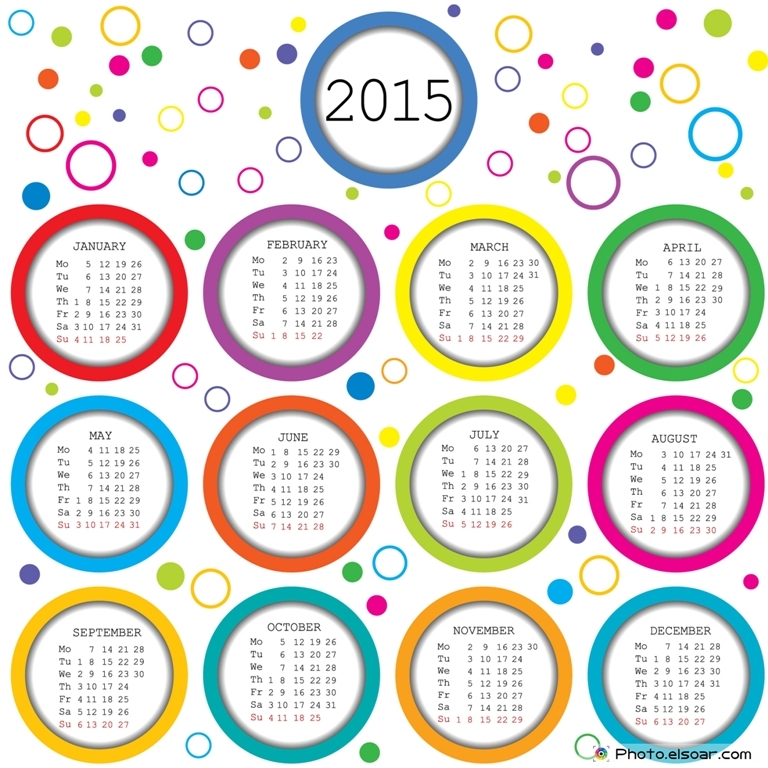 2015-Calendar-for-kids-with-colored-circles Best 15 Printable Calendar Templates