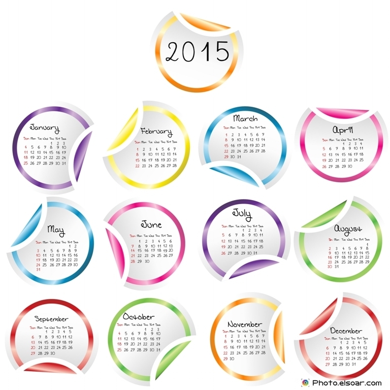 2015-Calendar-with-round-glossy-stickers