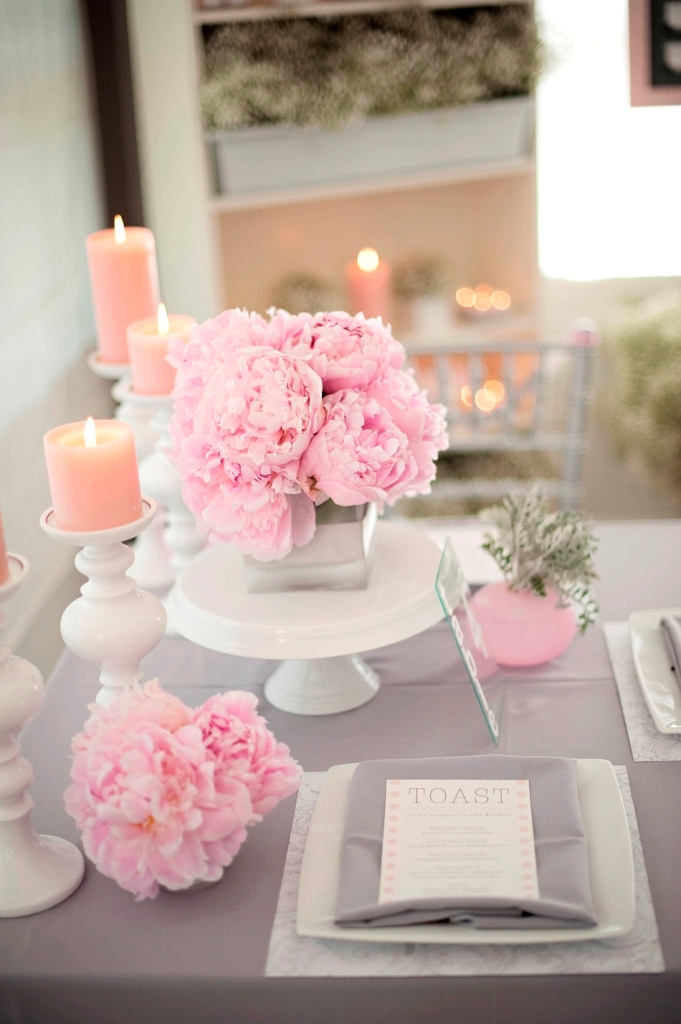 Top 10 Modern Color Trends for Weddings Planned 12 grey-pink-white-wedding-table-decor