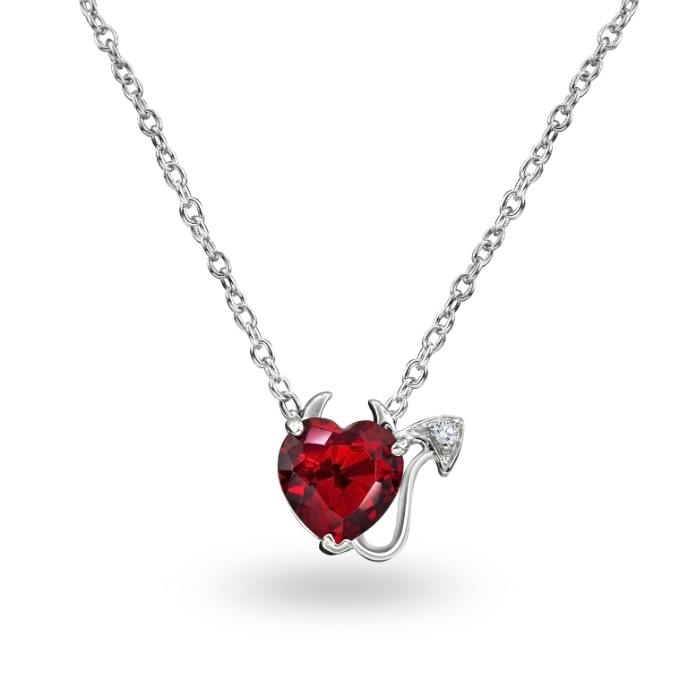 Why Do Women Love Heart Jewelry? 14 925-silver-cz-garnet-heart-devil-necklace