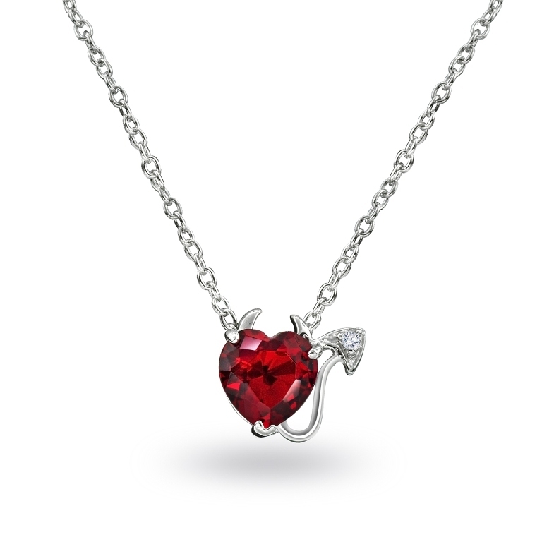 925-silver-cz-garnet-heart-devil-necklace Why Do Women Love Heart Jewelry?