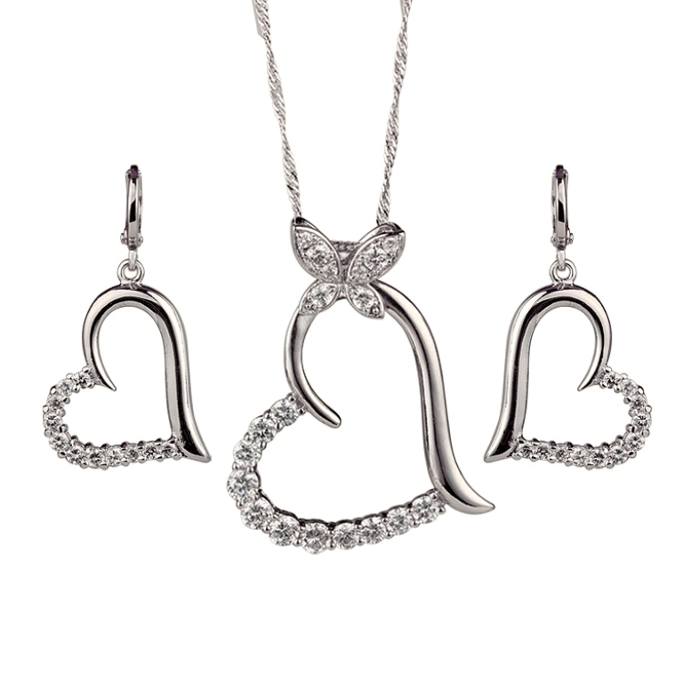 Why Do Women Love Heart Jewelry? 25 Heart-in-heart-jewelry-set-Copper-with-18K-gold-plated-Cubic-Zirconia-jewellery-settings-Pendant-earring