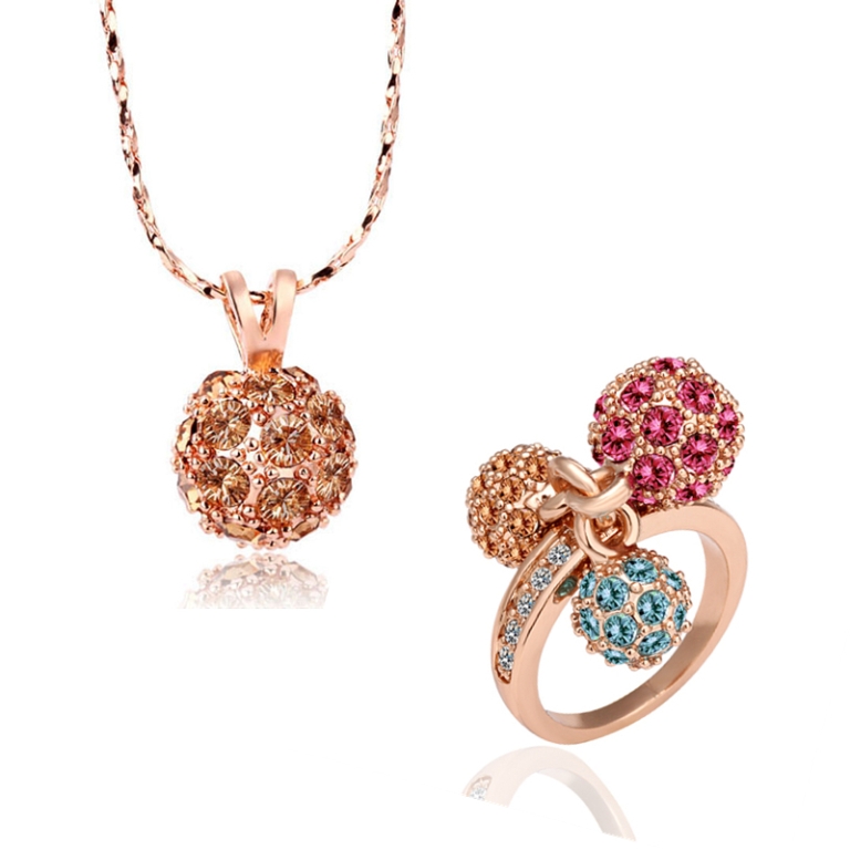 Low-price-18K-Gold-plated-Rhinestone-Crystal-Fashion-Women-Elegant-jewelry-set-free-shipping-
