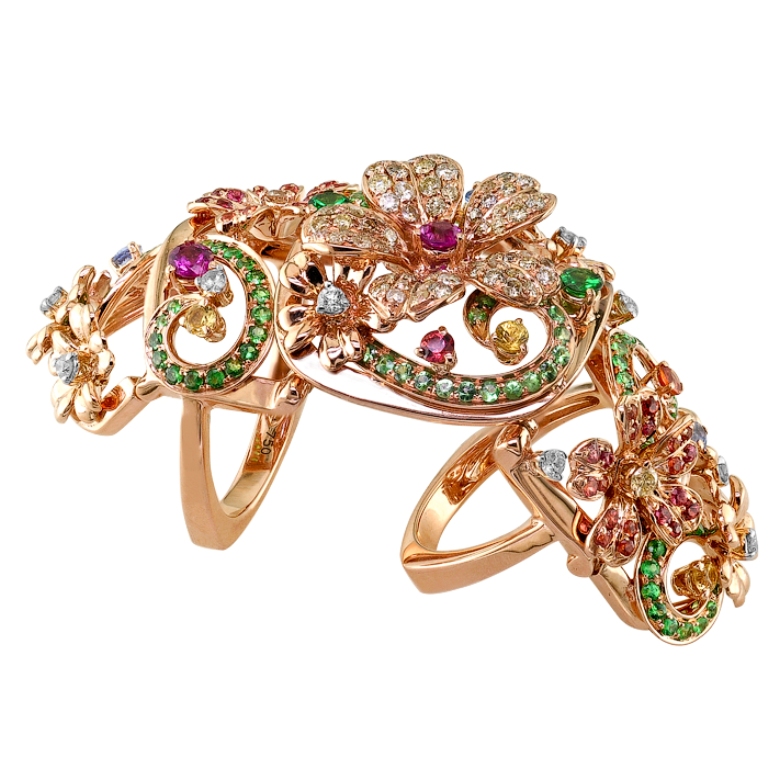 Pink-Gold-Diamond-and-Gem-Full-Finger-Ring