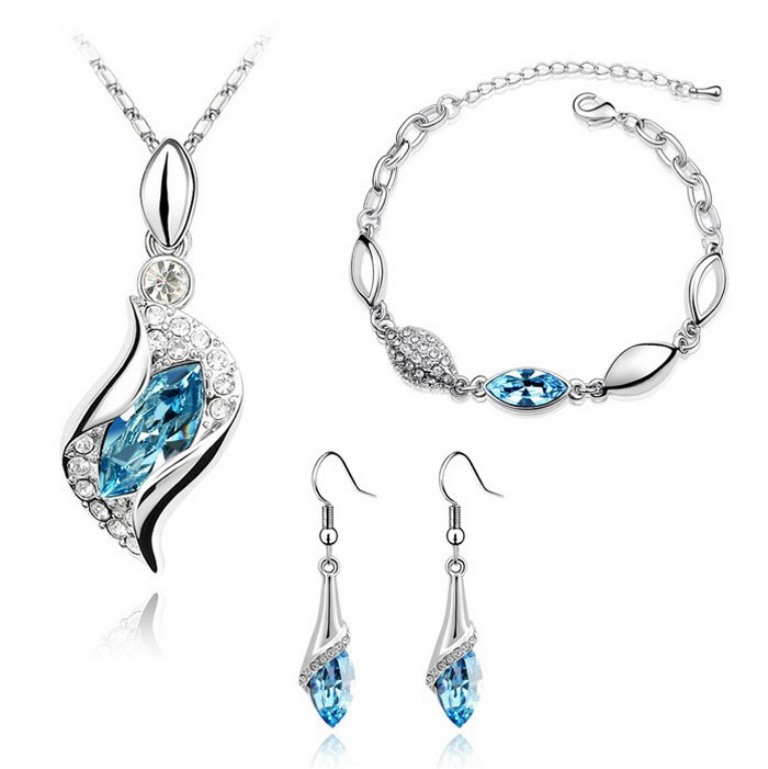 White Gold Plated Wedding Crystal Make with Swarovski Elements Jewelry Sets  N8124