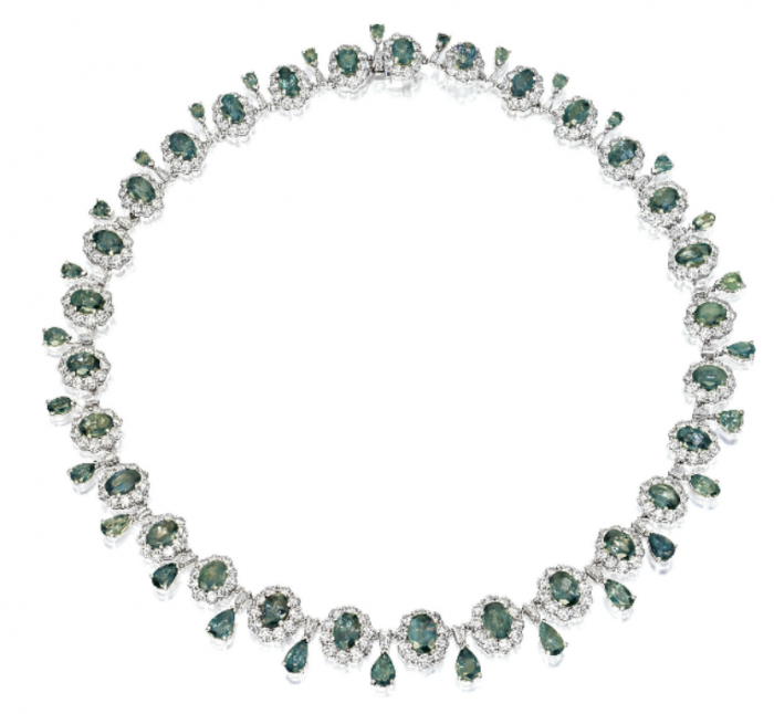 alexandrite diamond cluster necklace