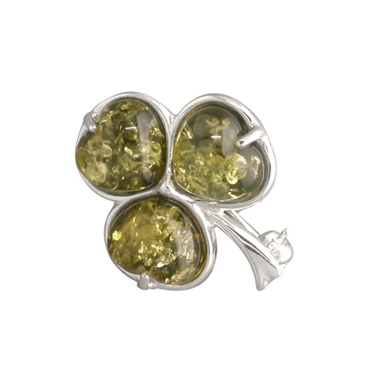 green-amber-shamrock-sterling-silver-brooch