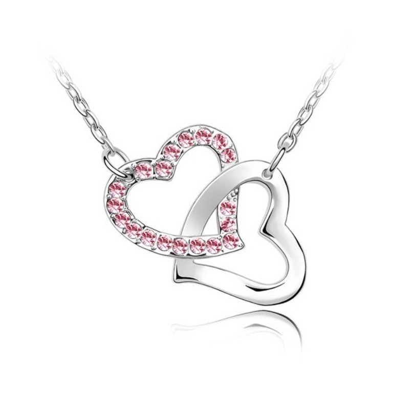 pink-linked-heart-necklace-made-with-swarovski-elements Why Do Women Love Heart Jewelry?