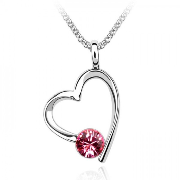 Why Do Women Love Heart Jewelry? 17 pink-open-heart-solitaire-necklace-made-with-swarovski-elements