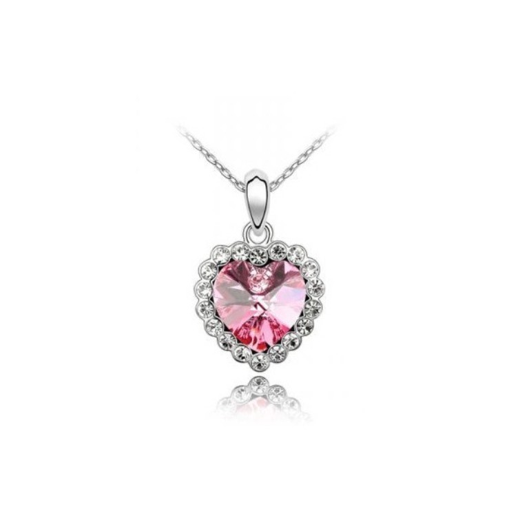 Why Do Women Love Heart Jewelry? 9 pink-princess-heart-necklace-made-with-swarovski-elements