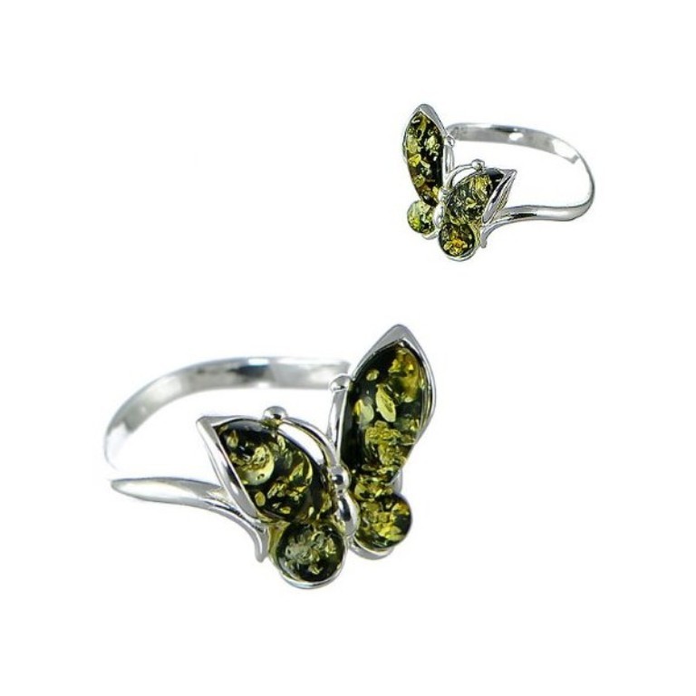 All What You Need to Know about Green Amber Jewelry 22 sterling-silver-amp-green-amber-butterfly-ring