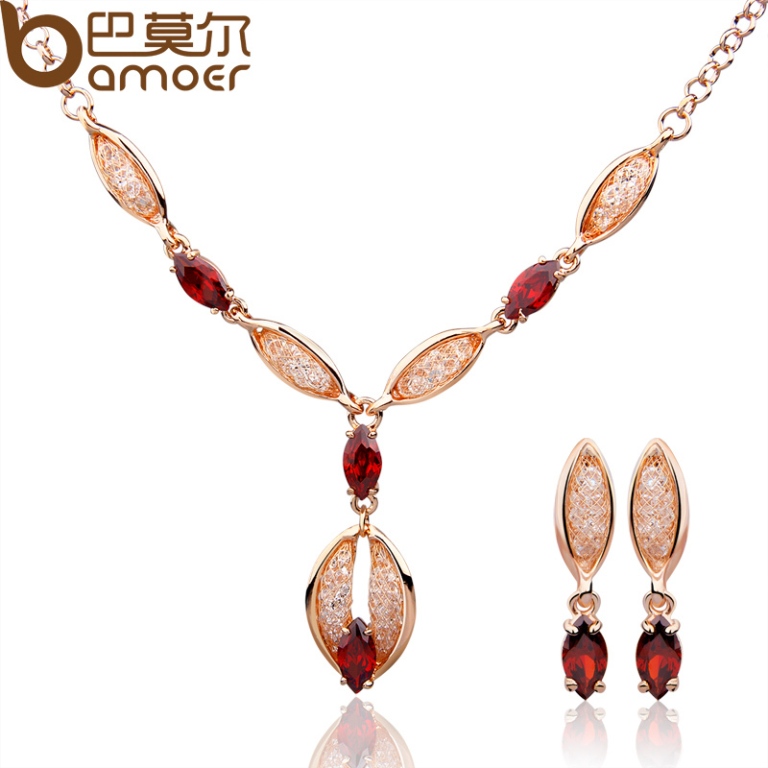 How to Choose the Right Wedding Jewelry for Your Bridesmaids 24 Bamoer-High-quality-red-font-b-Jewelry-b-font-font-b-Sets-b-font-Gold-Plated