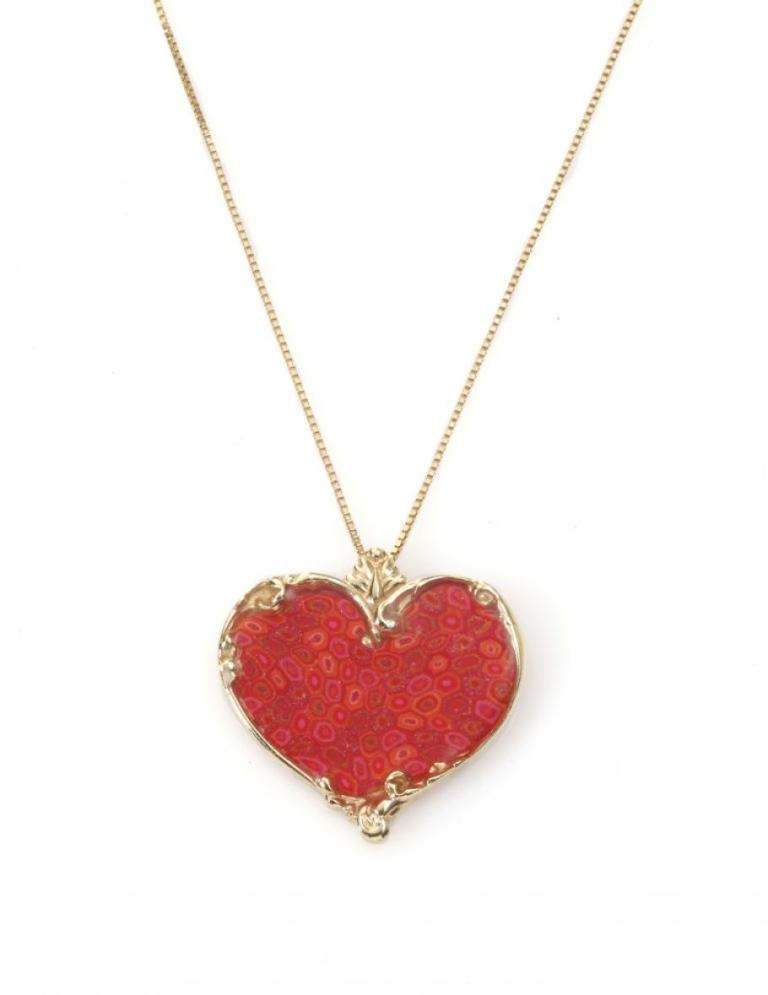Coral Small Heart Necklace