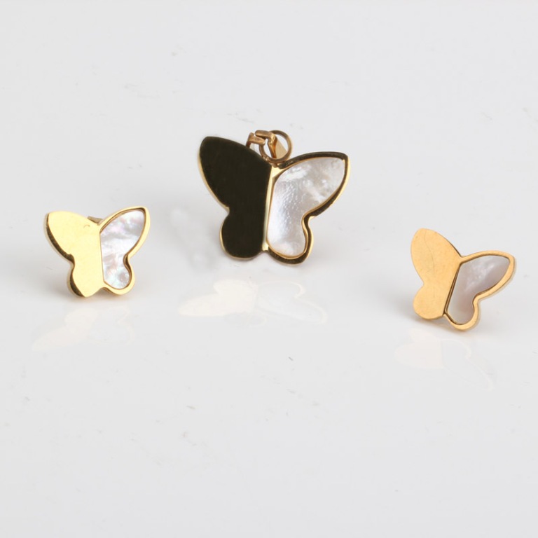 Fashion-Stainless-Steel-Jewelry-Sets-Plated-Gold-Earrings