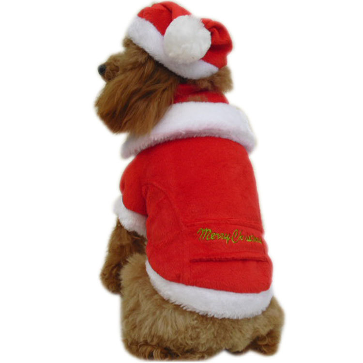 K2011-Christmas-gift-pet-clothes-dog-clothes-sweater-Winter-Coat-triangle-set-hat-scarf-Red-XS