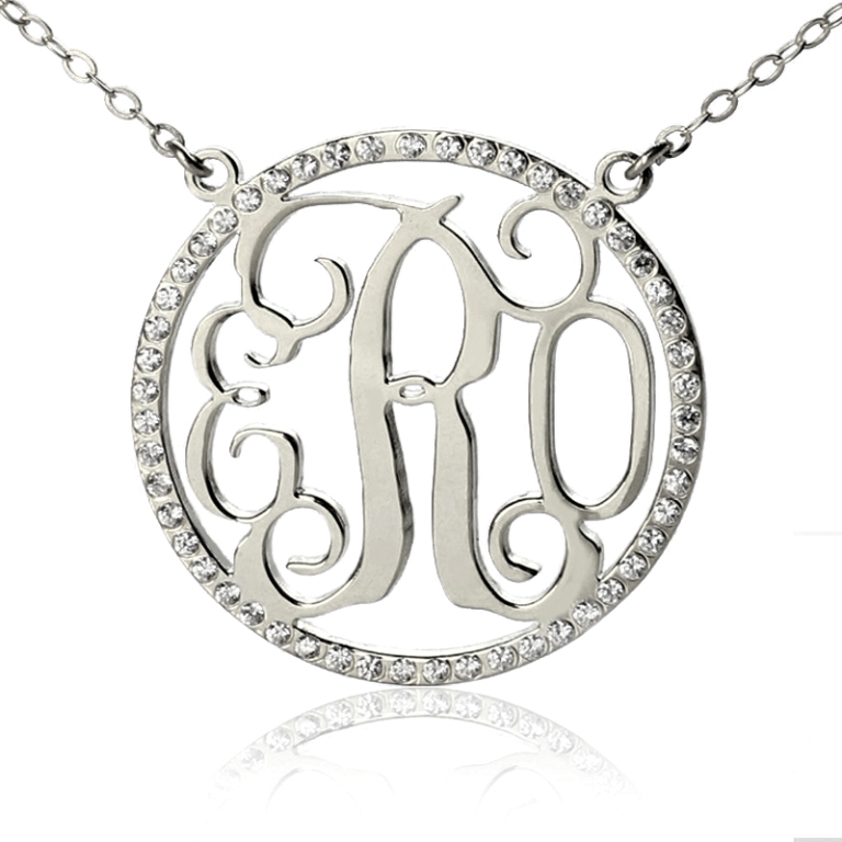 Personalized-Silver-Initial-Monogram-Necklace-+-Circle-Brithstone